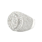 10K White Gold 21MM 3D Round Cluster Pinky VS Diamond Ring 5.11 CT