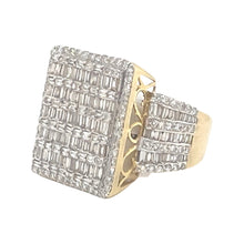 Load image into Gallery viewer, Mens 10K Yellow Gold Rectangular Top Baguette Diamond Ring 2.53 CT
