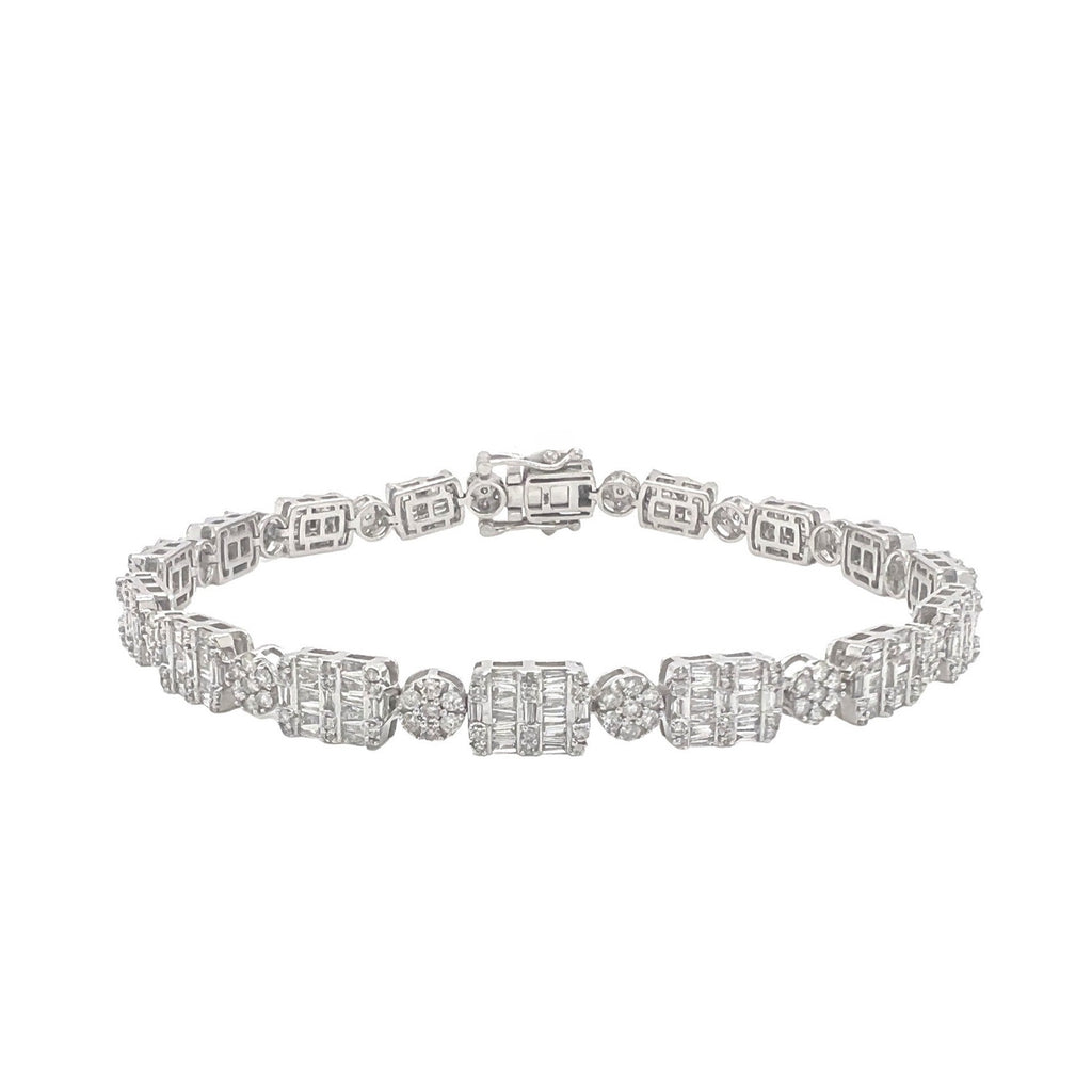 10K White Gold 6MM Tennis Baguette Diamond Bracelet 4.86 CT