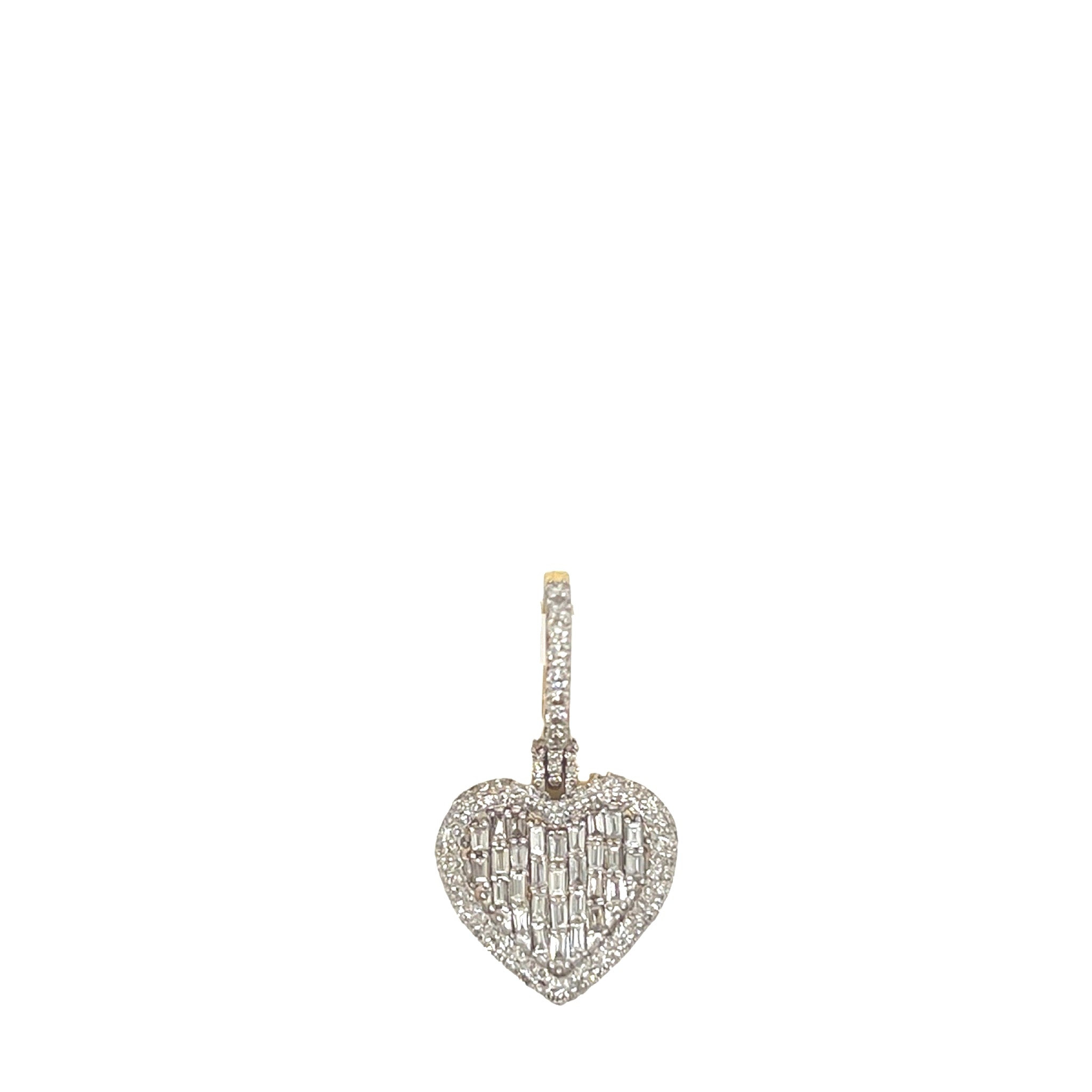 10K Yellow Gold Heart Emerald VS Diamond Pendant 0.78 CT 1"