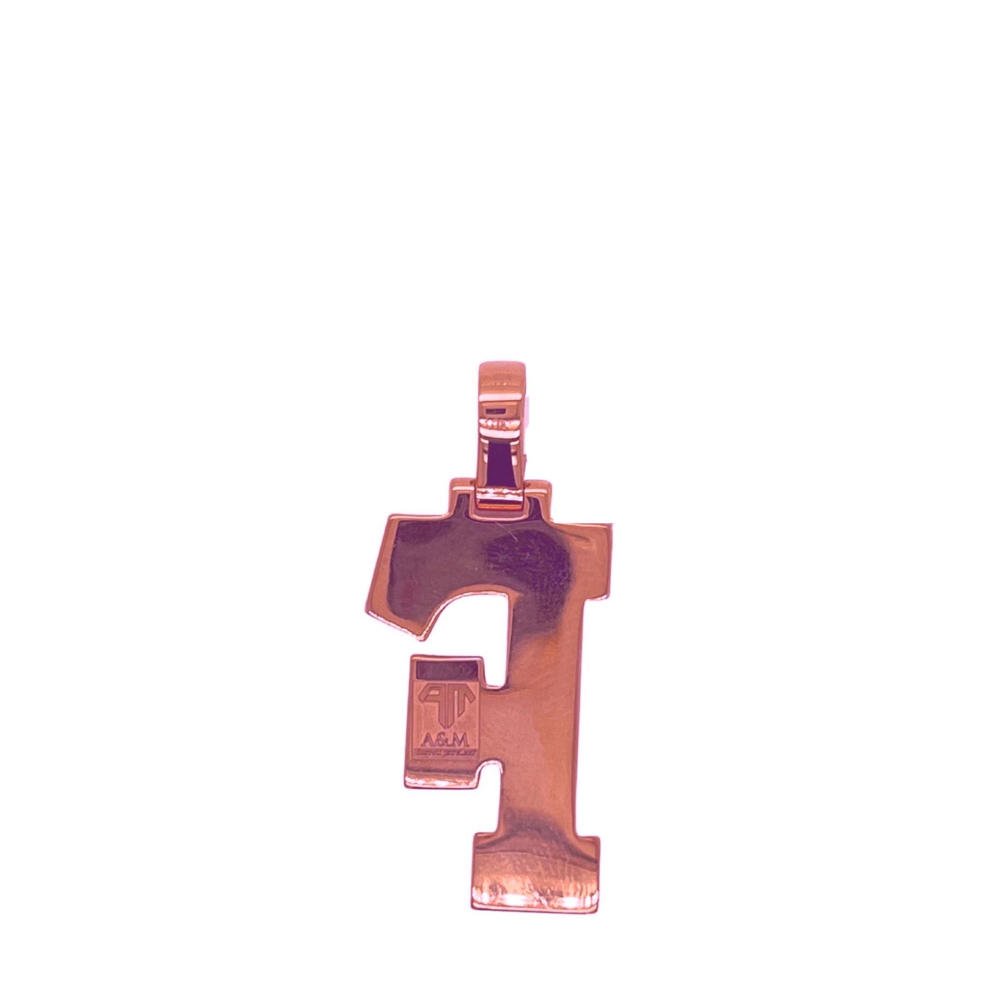 10K Rose White Gold 3D Letter F Initial Diamond Pendant 1.41 CT 1.5"