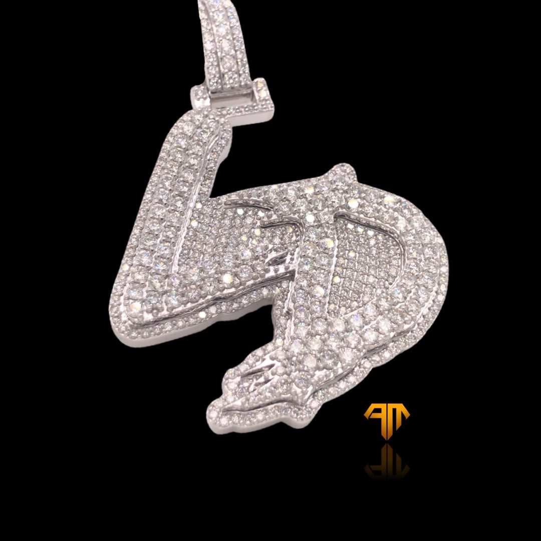 Custom White Gold "lD" Name Pendant