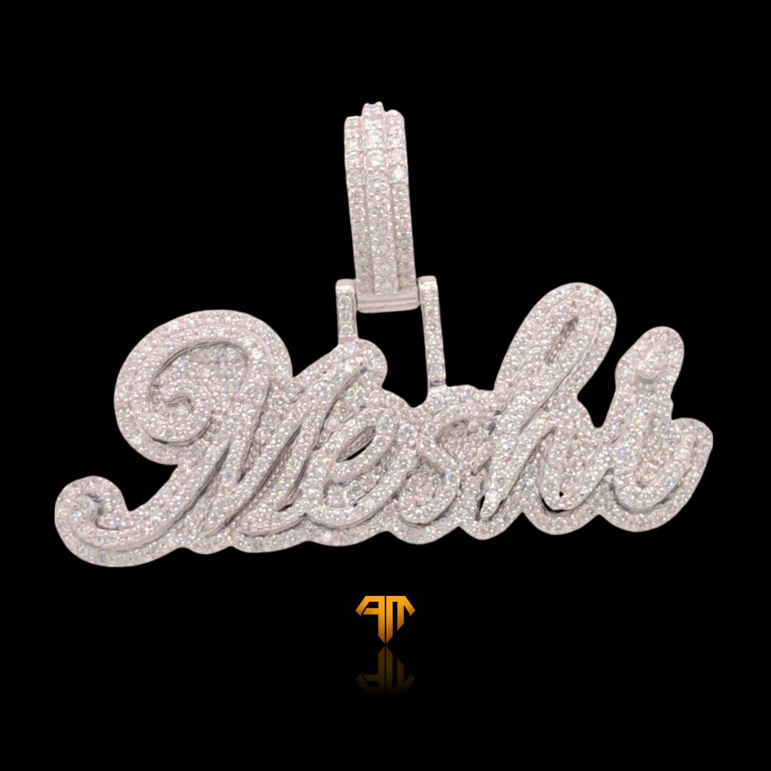 Custom White Gold "Meshi" Name Pendant