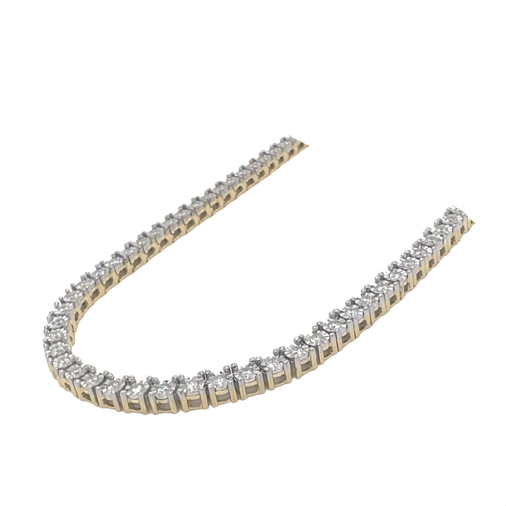 10K Yellow Gold 4MM 1 Row Miracle Tennis Diamond Chain 18-26"