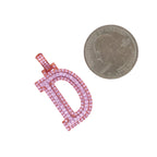 10K Rose White Gold 3D Letter D Initial Diamond Pendant 1.51 CT 1.5"