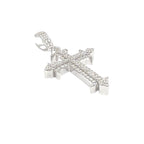 14K White Gold Designer Diamond Cross Pendant 2.35 CT 2.1"