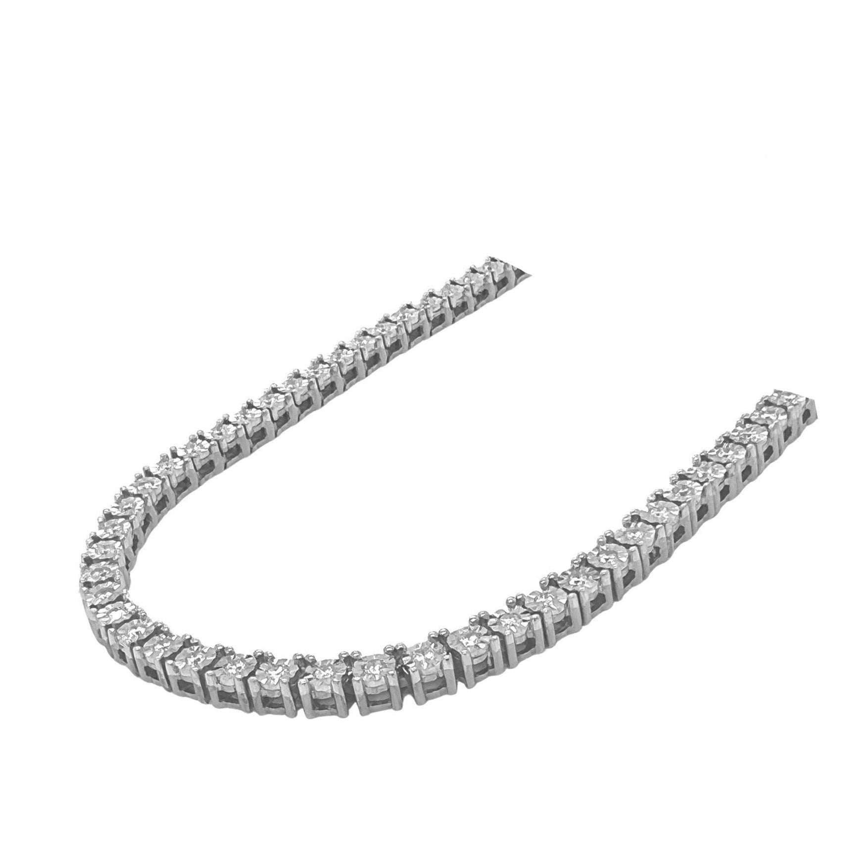 10K White Gold 4MM 1 Row Miracle Tennis Diamond Chain 18-26"