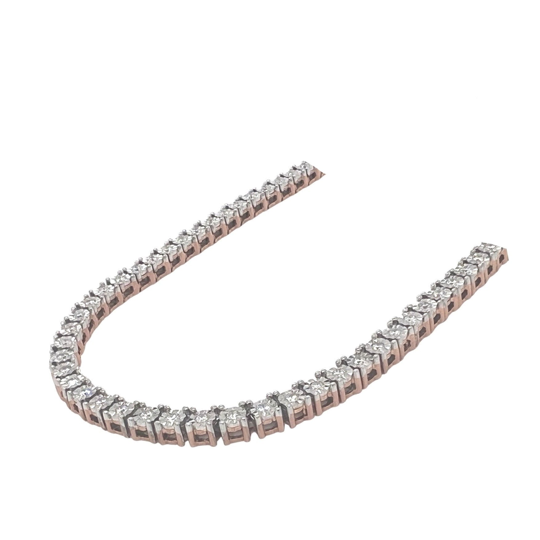 10K Rose Gold 4MM 1 Row Miracle Tennis Diamond Chain 18-26"