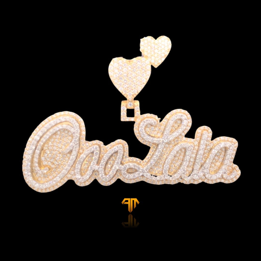 Custom Two-tone Yellow Gold and White Gold "OooLala" Name Pendant