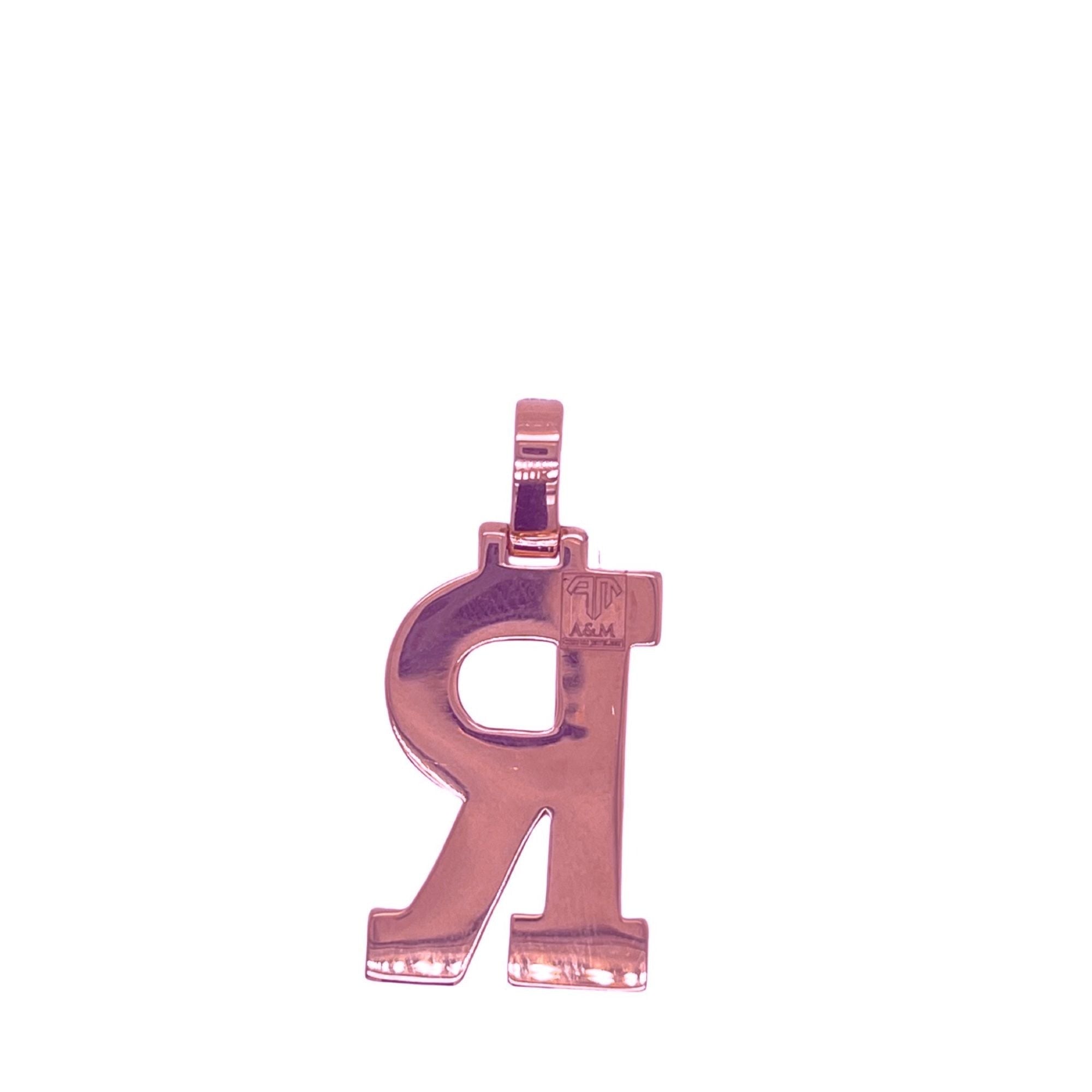 10K Rose White Gold 3D Letter R Initial Diamond Pendant 1.44 CT 1.5"