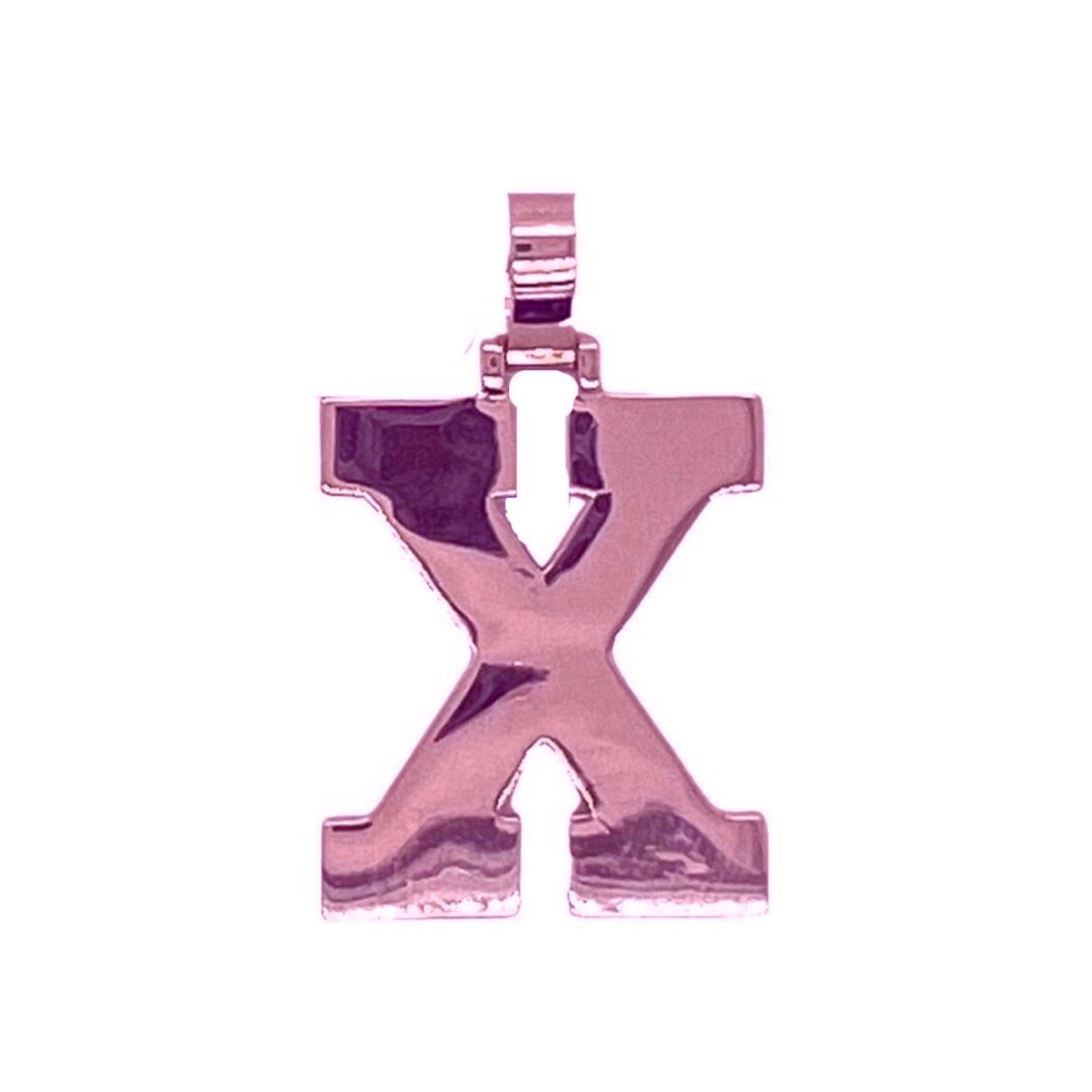 10K Rose White Gold 3D Letter X Initial Diamond Pendant 1.62 CT 1.5"