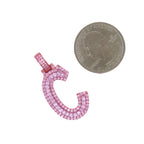10K Rose White Gold 3D Letter C Initial Diamond Pendant 1.34 CT 1.5"