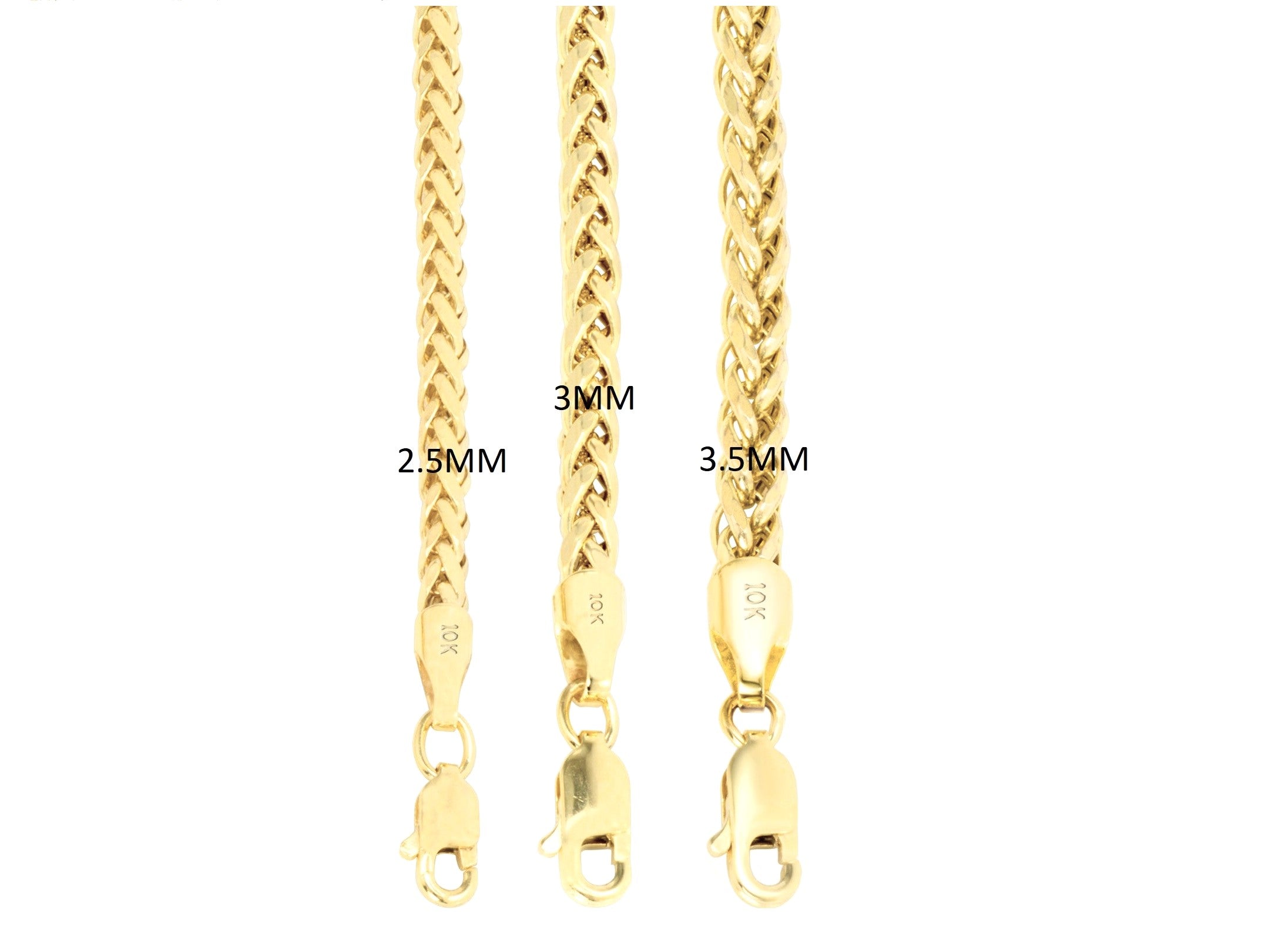 10K Rose Gold Wheat Palm Chain 3MM 18-28 Inches
