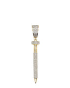 10K Yellow Gold Designer Nail Iced Diamond Pendant 0.25 CT 1.85"