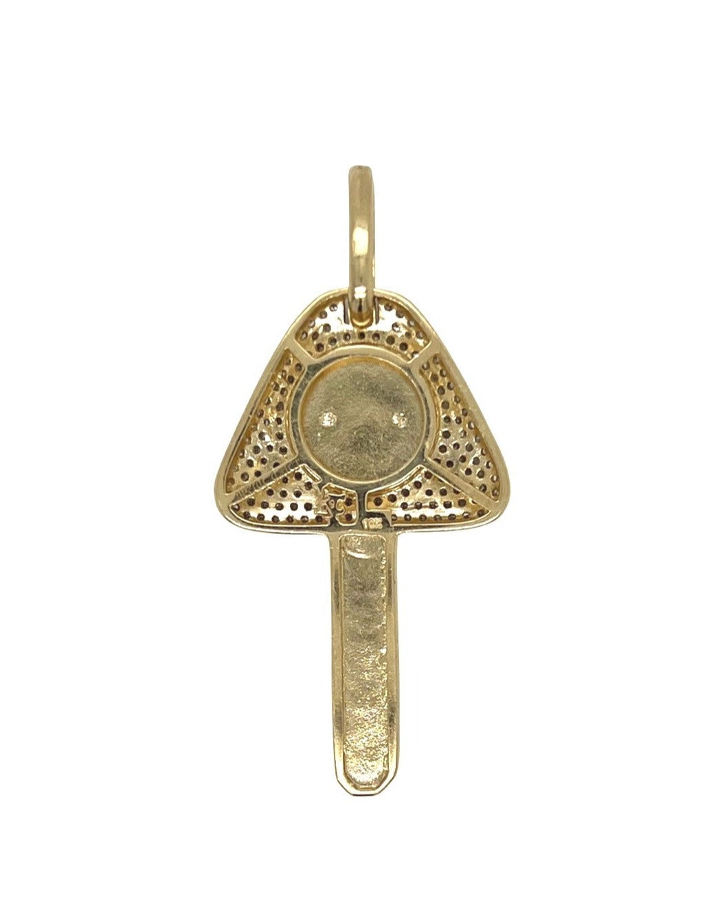 10K Yellow Gold Ferrari Car Key Diamond Pendant 0.81 CT 2"