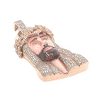 10K Rose Gold Enamel Crown Jesus Head Diamond Pendant 2.87 CT 2"