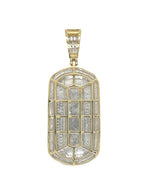 10K Yellow Gold Dog Tag Spade Heart Logo Iced Diamond Pendant 0.80 CT 1.8"
