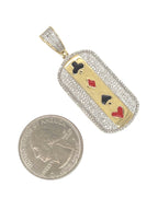 10K Yellow Gold Dog Tag Spade Heart Logo Iced Diamond Pendant 0.80 CT 1.8"