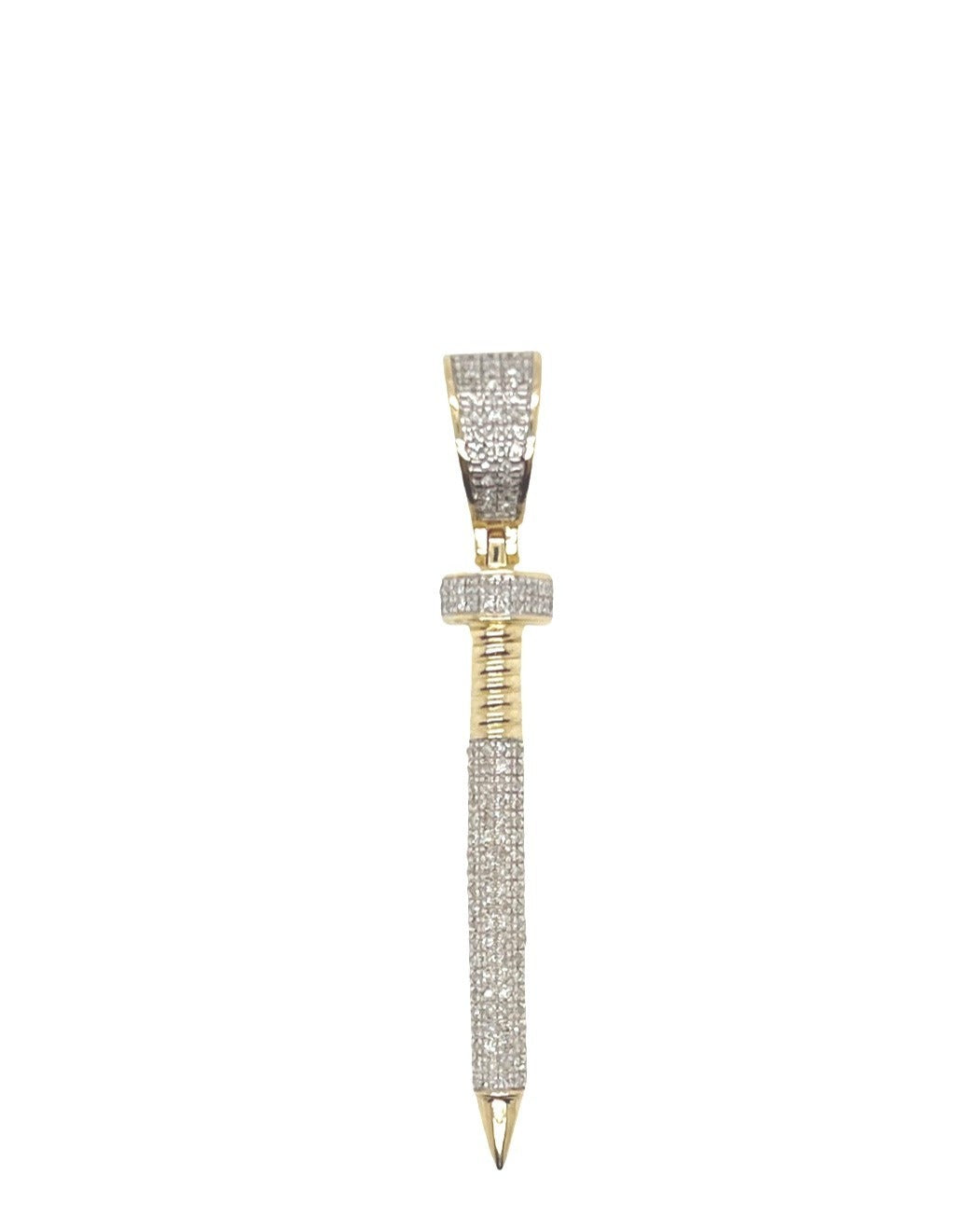 10K Yellow Gold Designer Nail Iced Diamond Pendant 0.25 CT 1.85