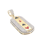 10K Yellow Gold Dog Tag Spade Heart Logo Iced Diamond Pendant 0.80 CT 1.8"