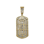 10K Yellow Gold Dog Tag Lion Head Iced Diamond Pendant 1.03 CT 1.8"