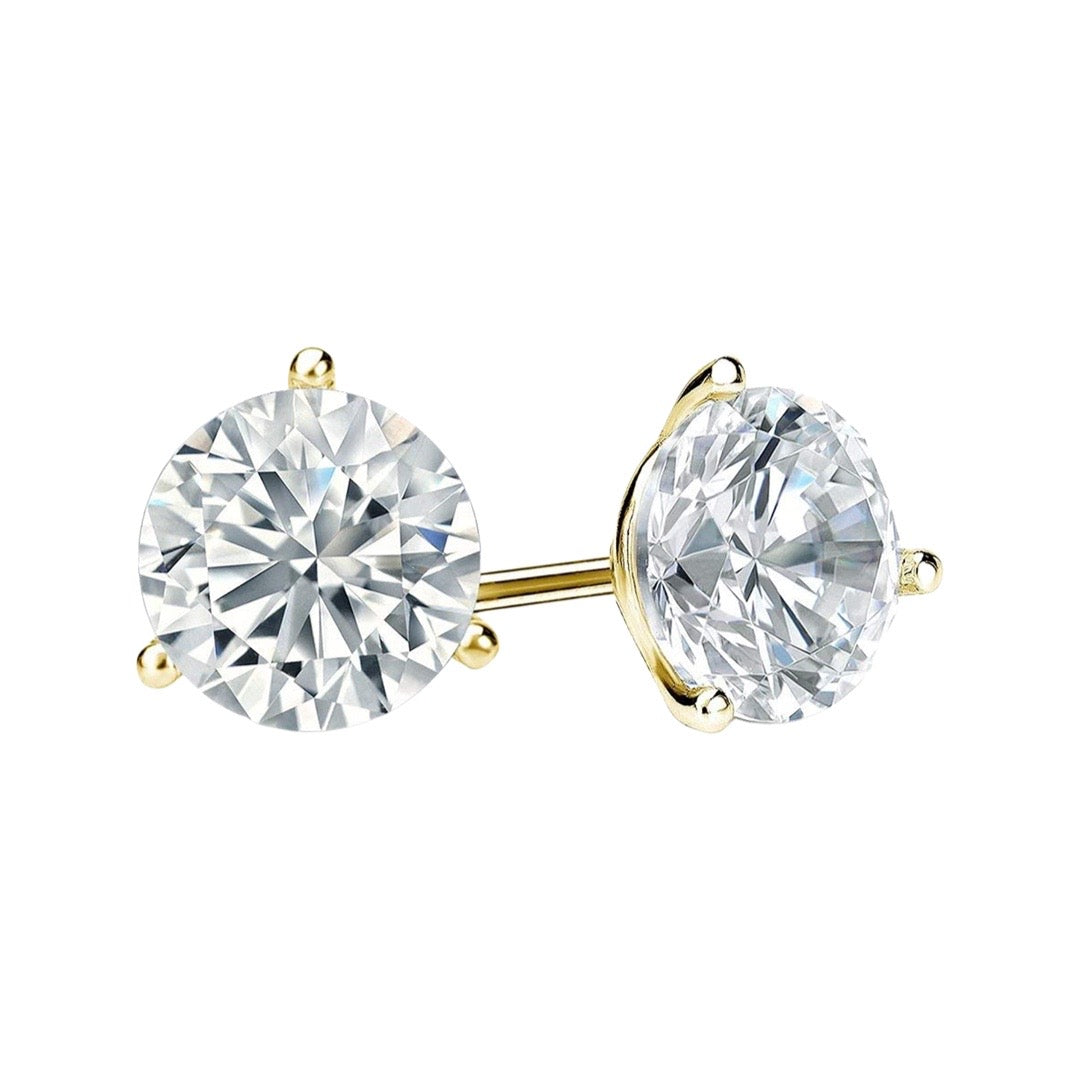 14K Yellow Gold Round Solitaire Diamond Earrings 1.40-3.81 CT