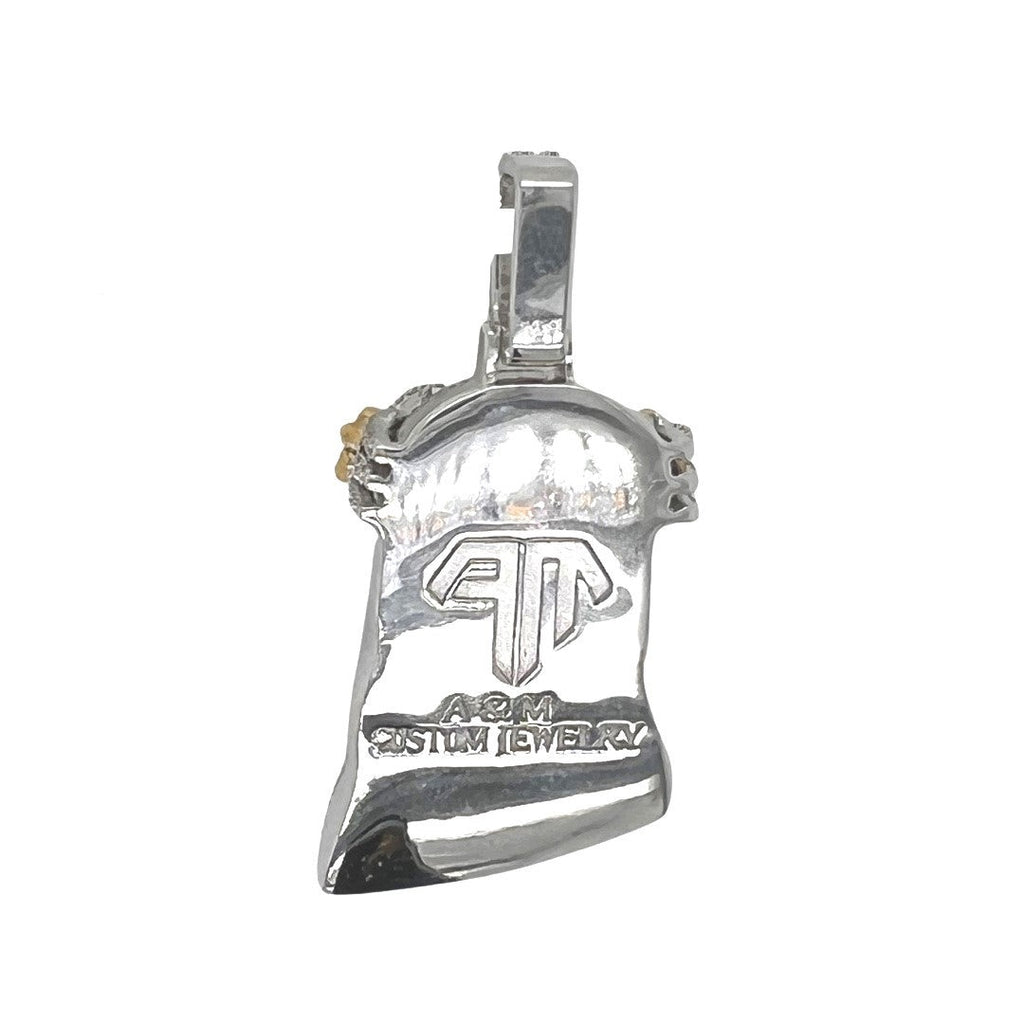 10K White Gold Enamel Crown Jesus Head Diamond Pendant 2.64 CT 2"