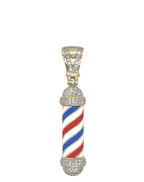 10K Yellow Gold Barber Pole Diamond Pendant 0.40 CT 1.75"
