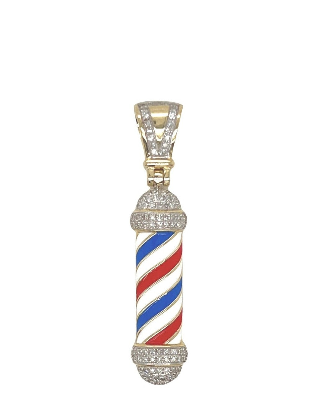 10K Yellow Gold Barber Pole Diamond Pendant 0.40 CT 1.75"
