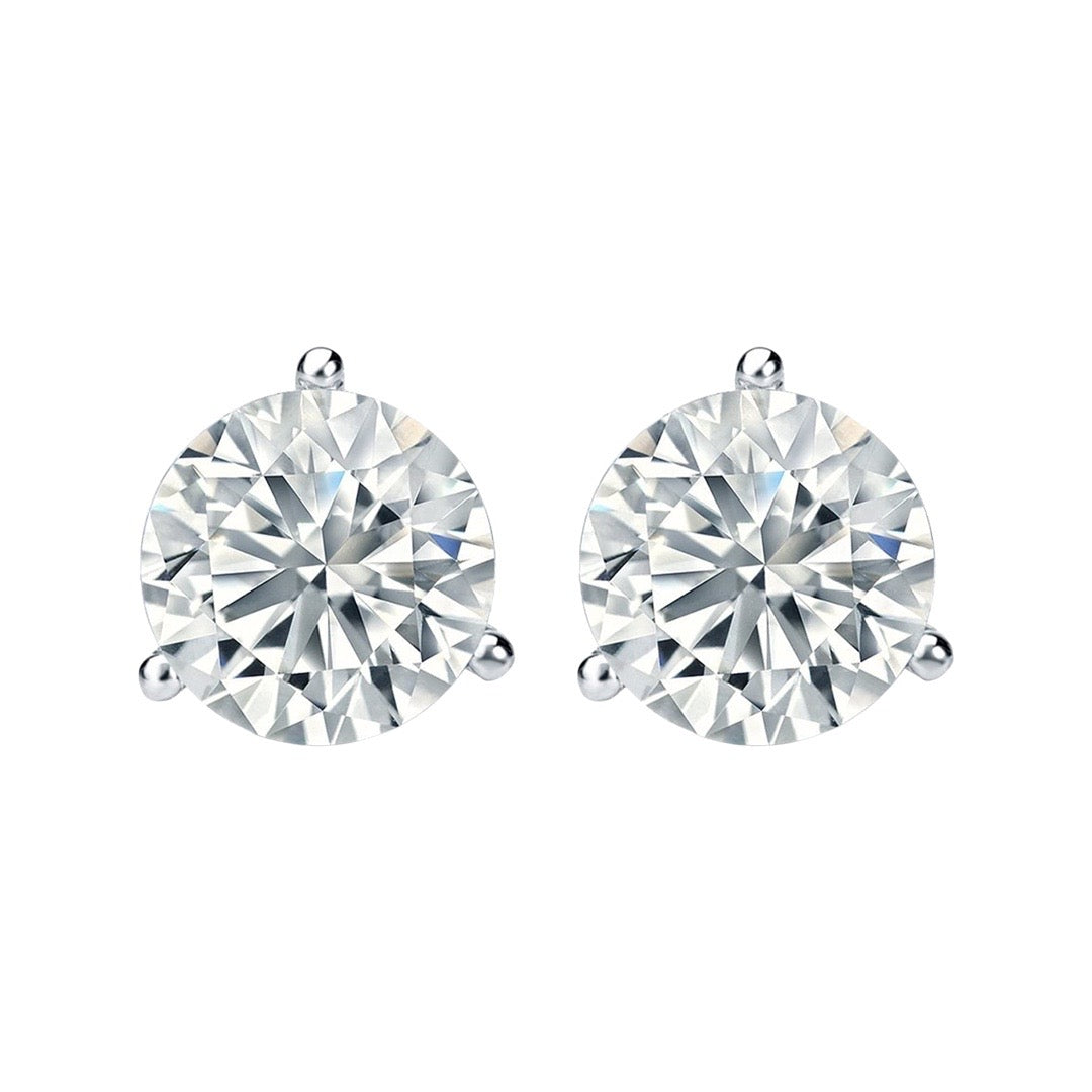 14K White Gold Round Solitaire Diamond Earrings 1.40-3.81 CT