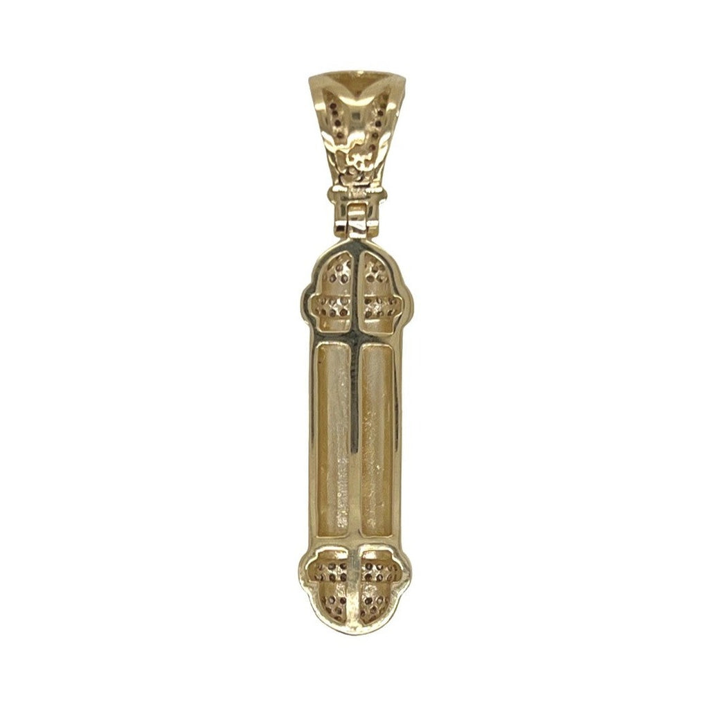 10K Yellow Gold Barber Pole Diamond Pendant 0.40 CT 1.75"
