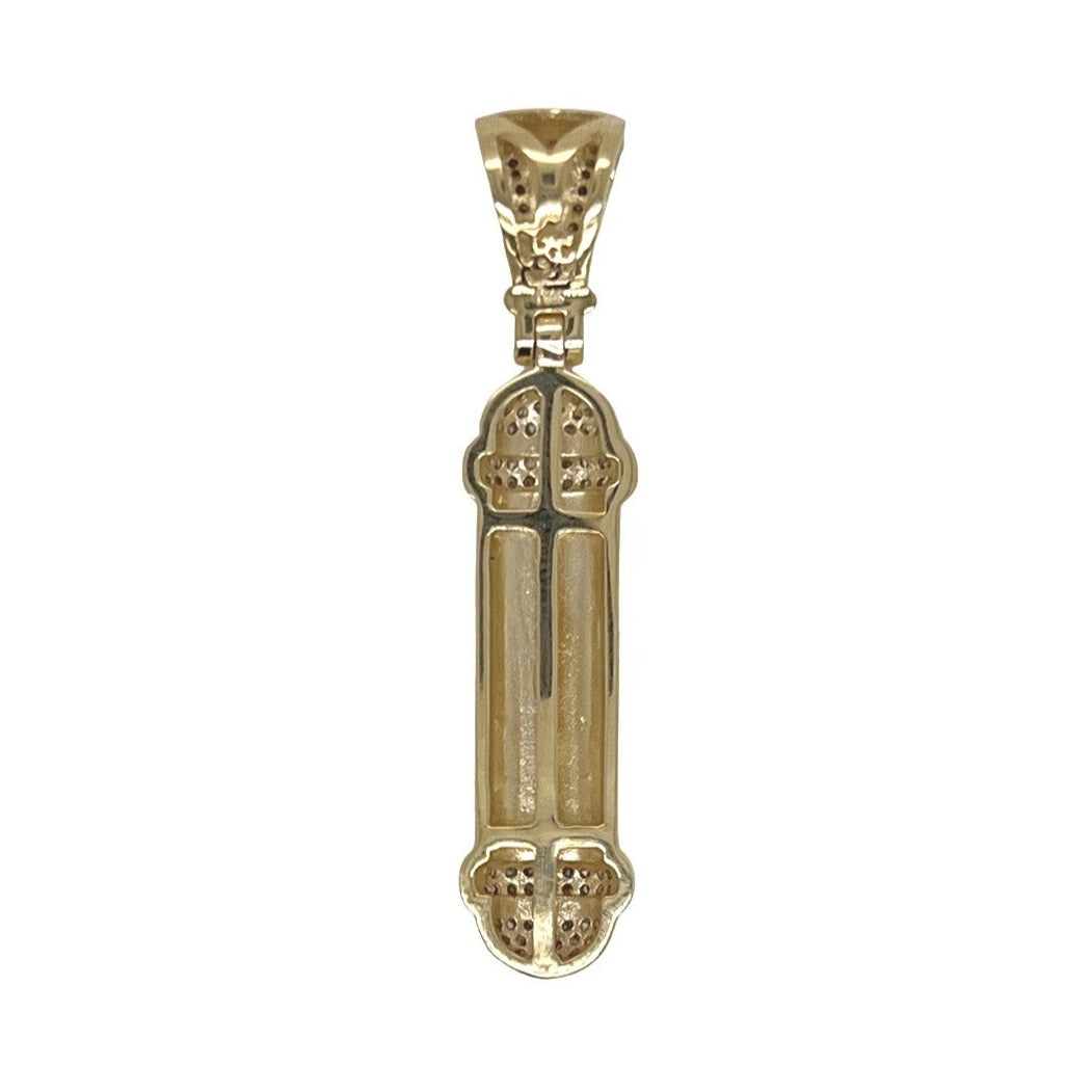10K Yellow Gold Barber Pole Diamond Pendant 0.40 CT 1.75"