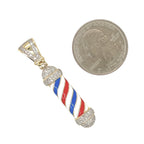 10K Yellow Gold Barber Pole Diamond Pendant 0.40 CT 1.75"
