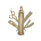 10K Yellow Gold Barber Pole Clipper Kit Diamond Pendant 0.56 CT 1.5"