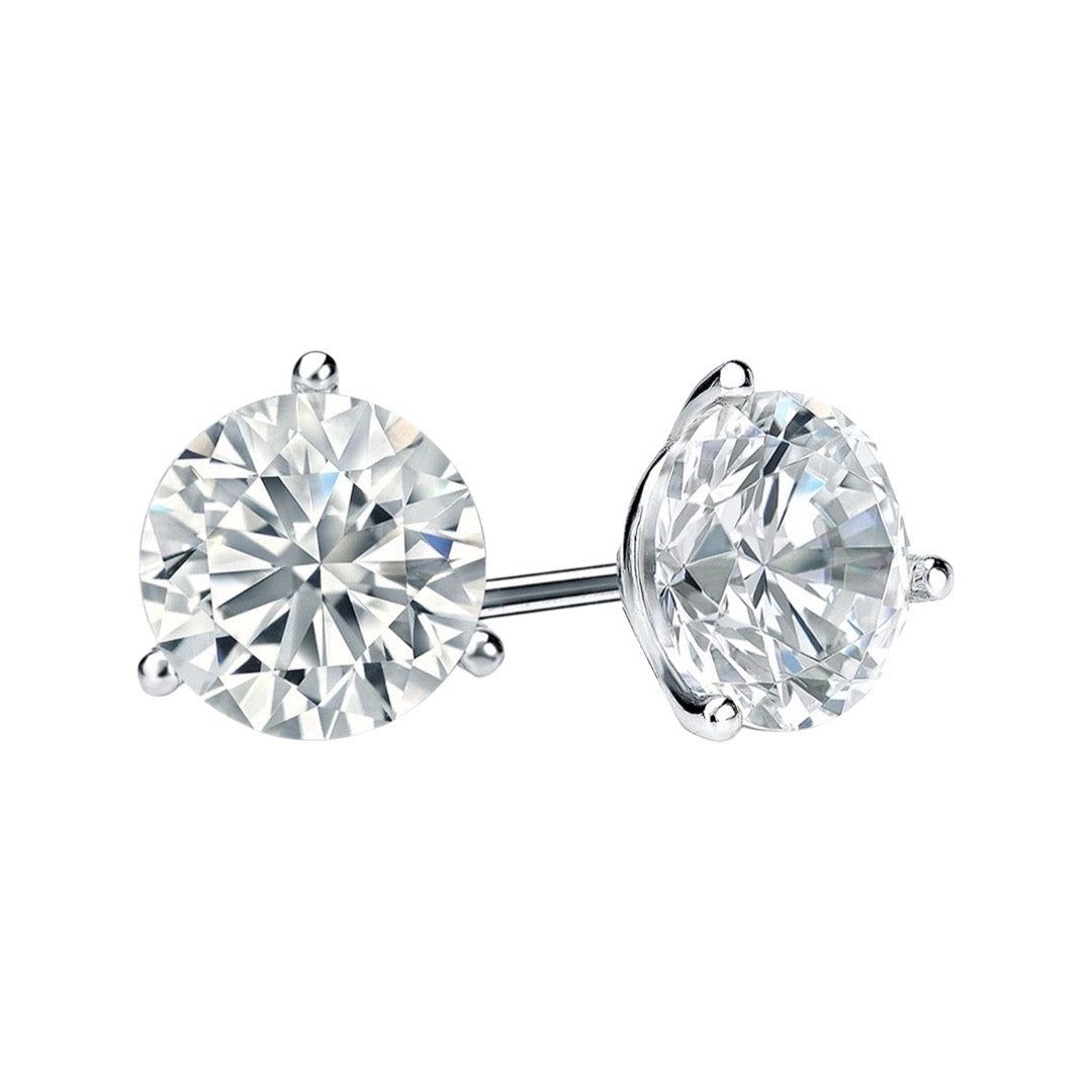 14K White Gold Round Solitaire Diamond Earrings 1.40-3.81 CT