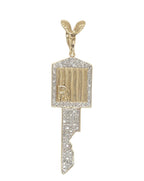 10K Yellow Gold Rolls Royce Car Key Diamond Pendant 0.67 CT 2.2"