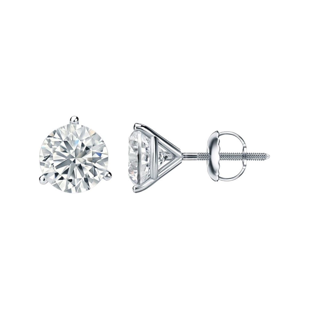14K White Gold Round Solitaire Diamond Earrings 1.40-3.81 CT