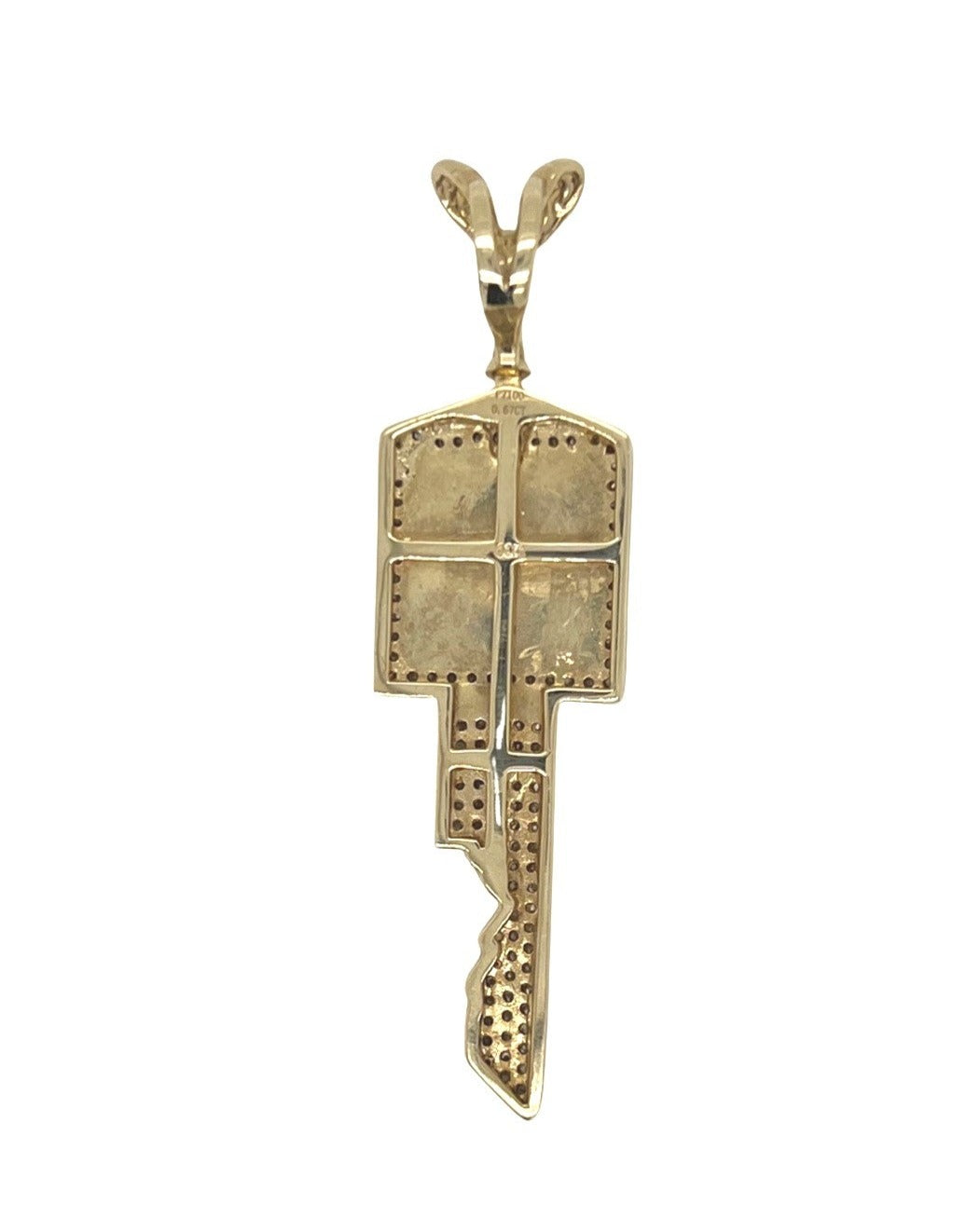 10K Yellow Gold Rolls Royce Car Key Diamond Pendant 0.67 CT 2.2"