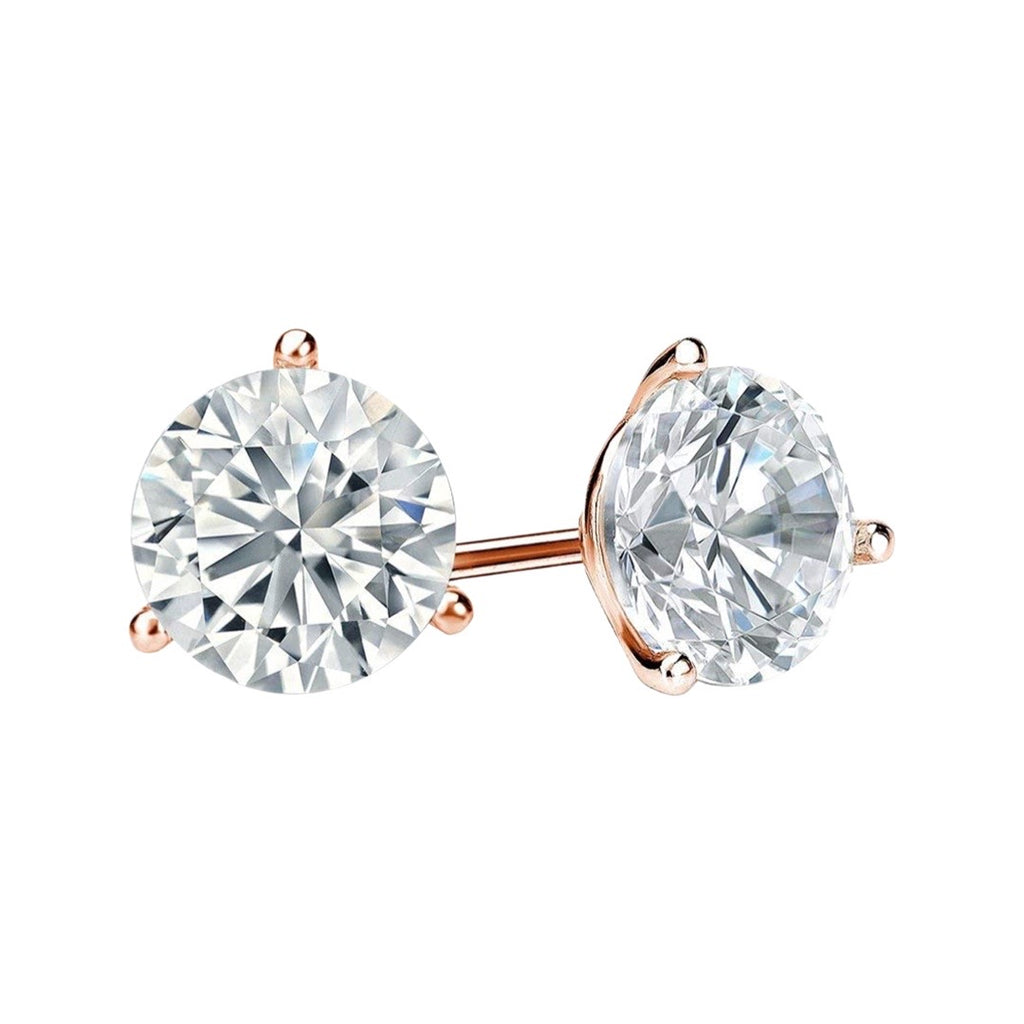 14K Rose Gold Round Solitaire Diamond Earrings 1.40-3.81 CT