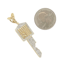 Load image into Gallery viewer, 10K Yellow Gold Rolls Royce Car Key Diamond Pendant 0.67 CT 2.2&quot;
