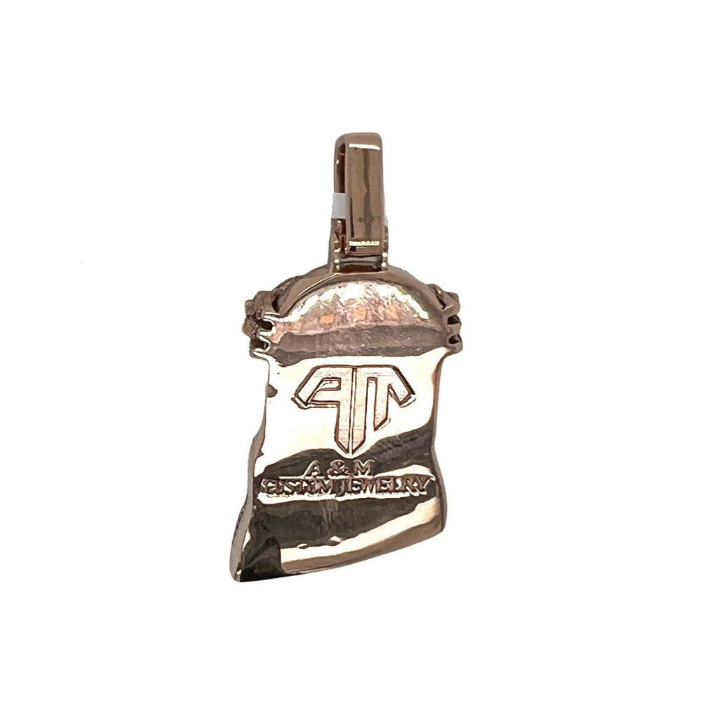 10K Rose Gold Enamel Crown Jesus Head Diamond Pendant 2.87 CT 2"