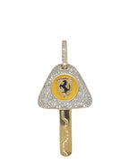 10K Yellow Gold Ferrari Car Key Diamond Pendant 0.81 CT 2"