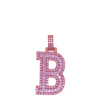 10K Rose White Gold 3D Letter B Initial Diamond Pendant 1.82 CT 1.5"