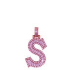 10K Rose White Gold 3D Letter S Initial Diamond Pendant 1.67 CT 1.5"