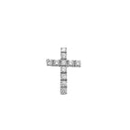 10K White Gold Solitaire Tennis Diamond Cross Pendant 2.03 CT 1.25"