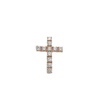 10K Rose Gold Solitaire Tennis Diamond Cross Pendant 2.03 CT 1.25"