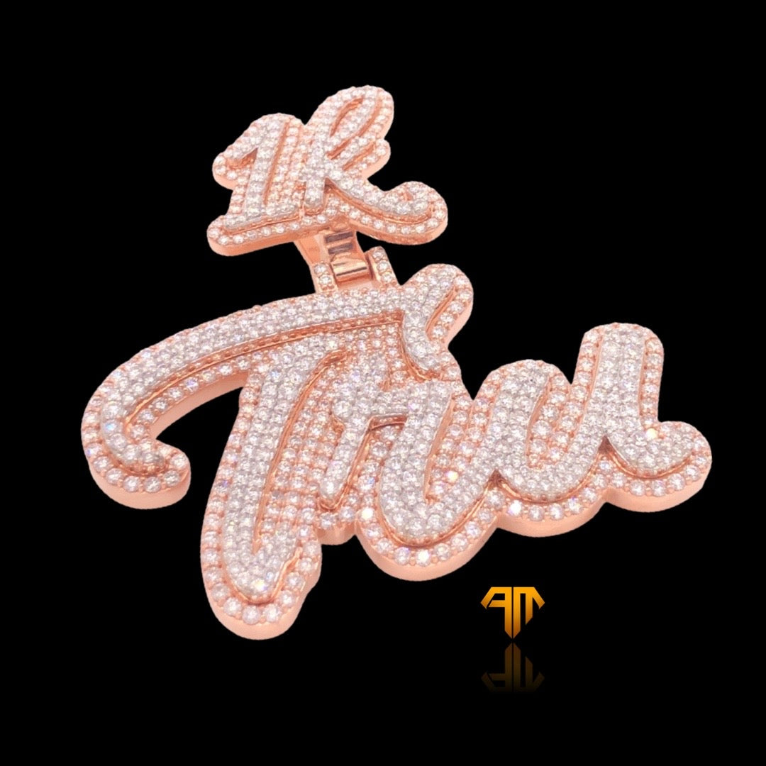 Custom Two-tone Rose Gold and White Gold "Tru" Name Pendant