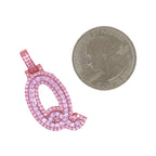 10K Rose White Gold 3D Letter Q Initial Diamond Pendant 1.44 CT 1.5"