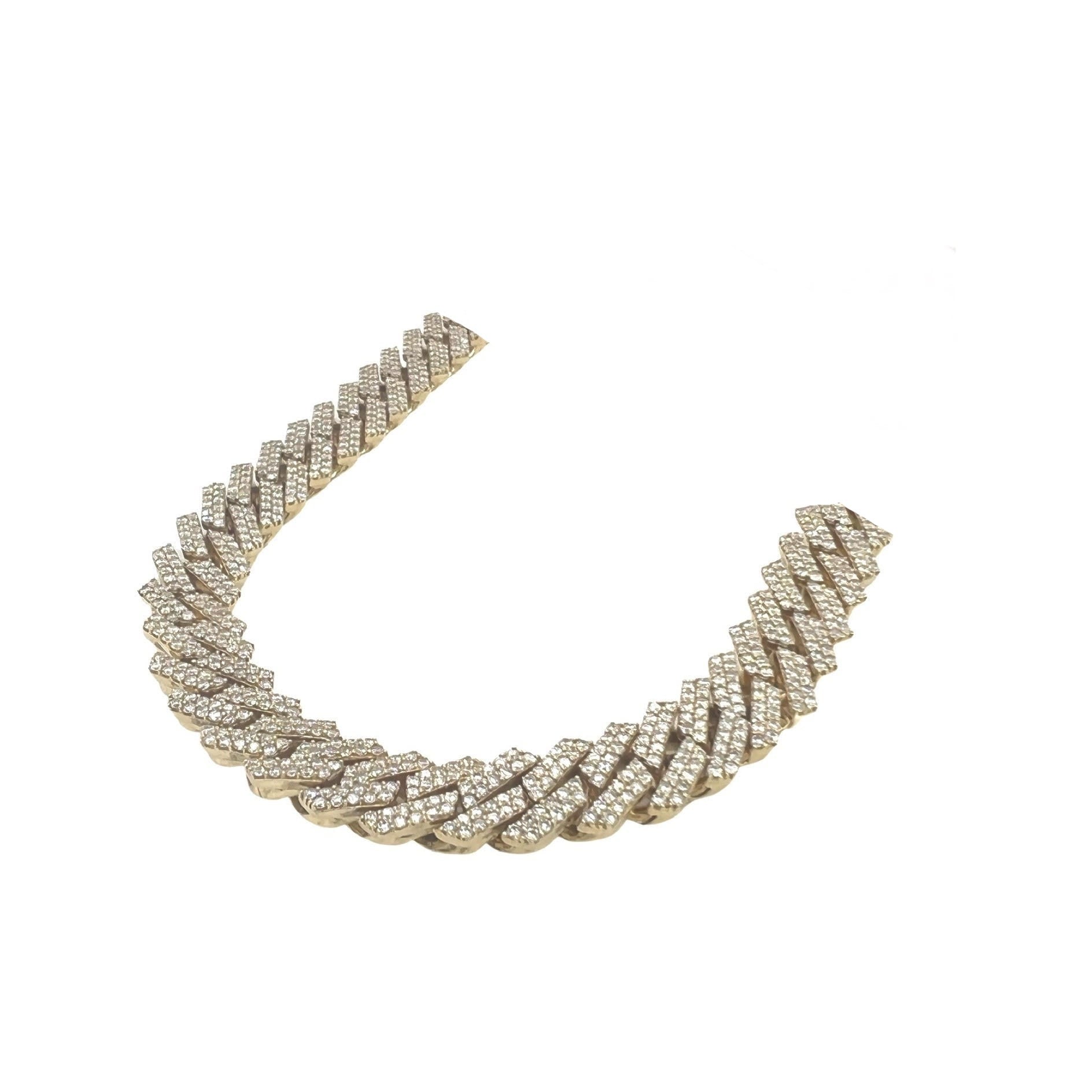 10K Yellow Gold 12MM Prong Set Miami Cuban Diamond Chain 18.39 CT - 20"