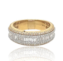 Load image into Gallery viewer, Unisex 14K Yellow Gold Baguette Round Diamond Wedding Band Ring 1.55 CT
